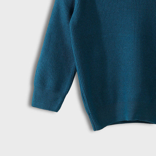 V-Neck_Knitted_Plain_Blue_Pullover_Blue