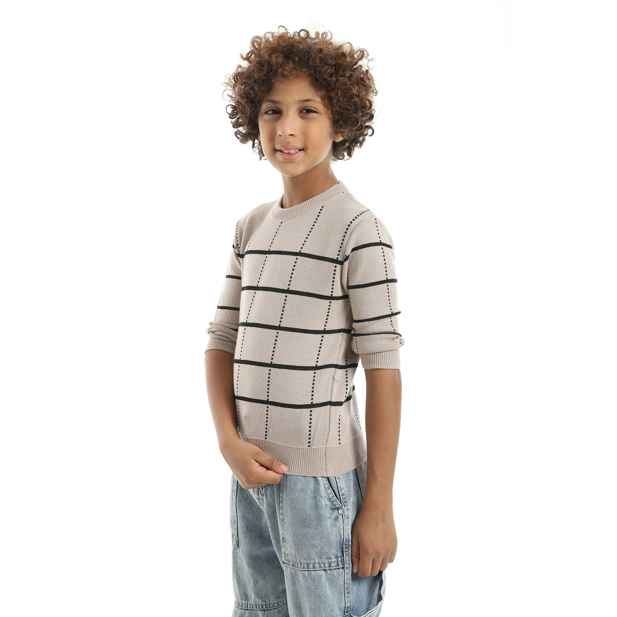 Black_&_Beige_Crew_Neck_Stripped_and_Dotted_Pullover_Black_&_Beige