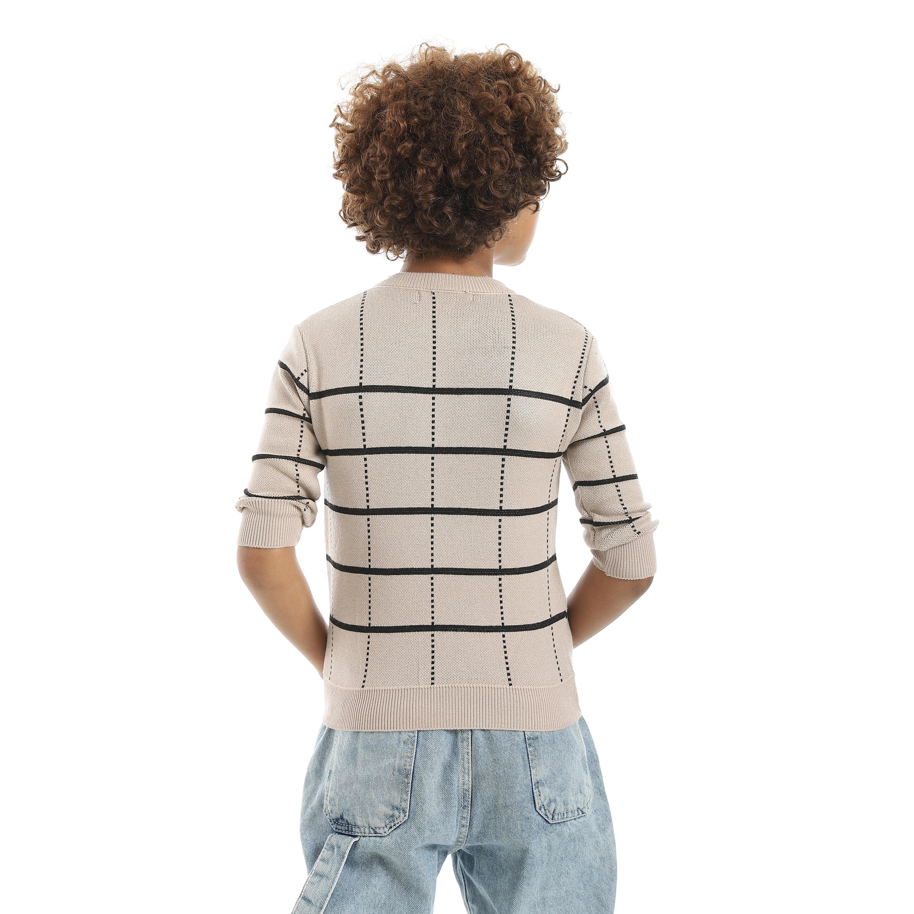 Black_&_Beige_Crew_Neck_Stripped_and_Dotted_Pullover_Black_&_Beige