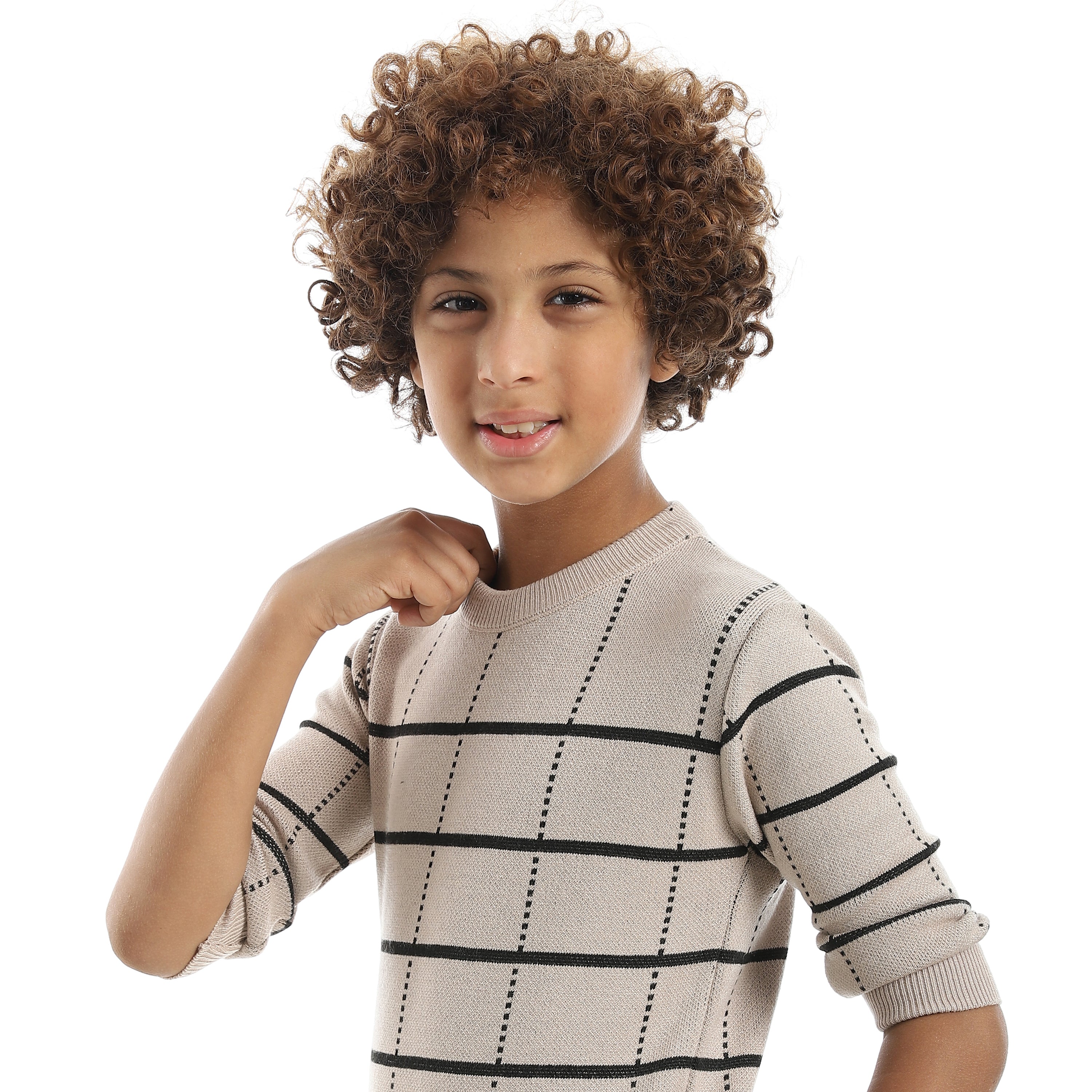 Black_&_Beige_Crew_Neck_Stripped_and_Dotted_Pullover_Black_&_Beige