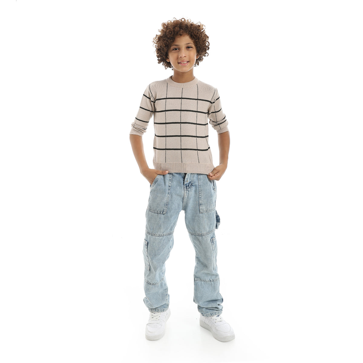 Black_&_Beige_Crew_Neck_Stripped_and_Dotted_Pullover_Black_&_Beige