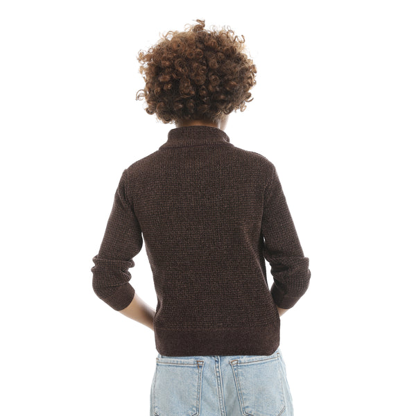 Self_Patterened_Full_Zipper_Closure_Velvet_Sweater_-_Brown