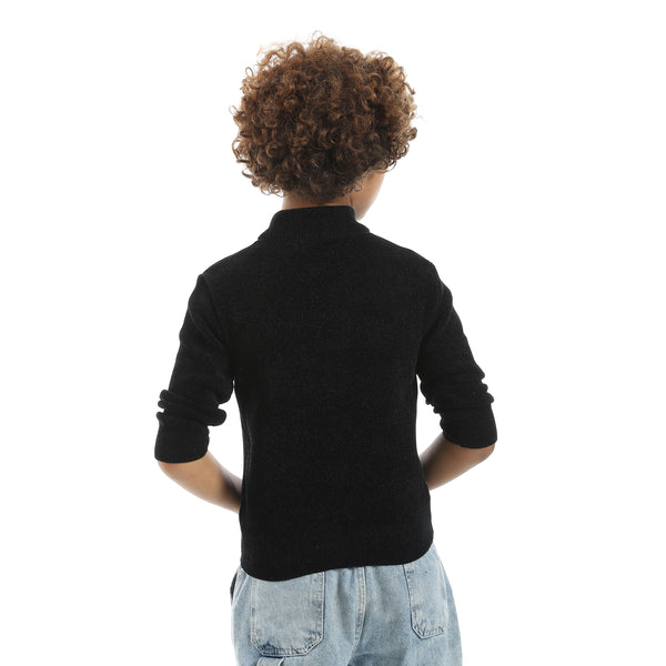Velvet_Zipper_Closure_High_Collar_Black_Pullover_Black