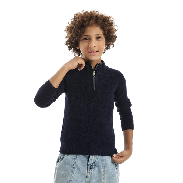 Velvet_Zipper_Closure_High_Collar_Navy_Pullover_Navy