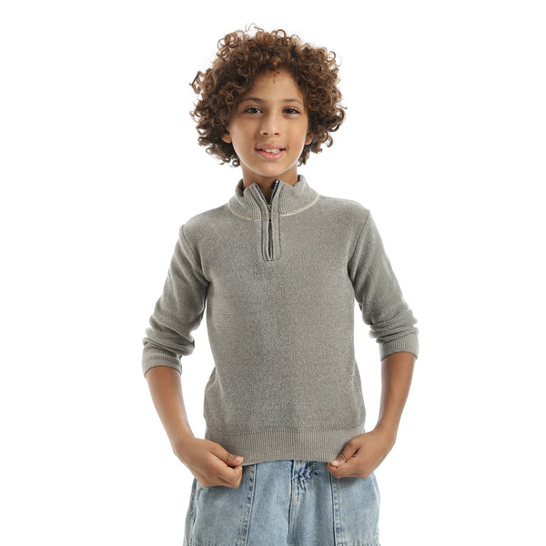 Velvet_Zipper_Closure_High_Collar_Olive_Pullover_Olive