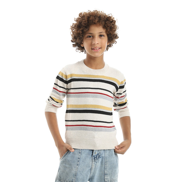 Thin_Strapped_Self_Patteren_Round_Collar_Multicolour_Pullover_Beige
