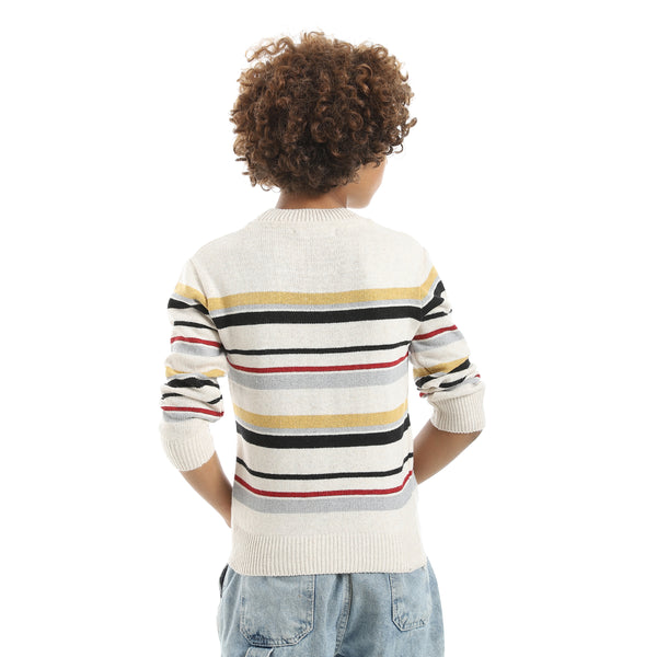 Thin_Strapped_Self_Patteren_Round_Collar_Multicolour_Pullover_Beige