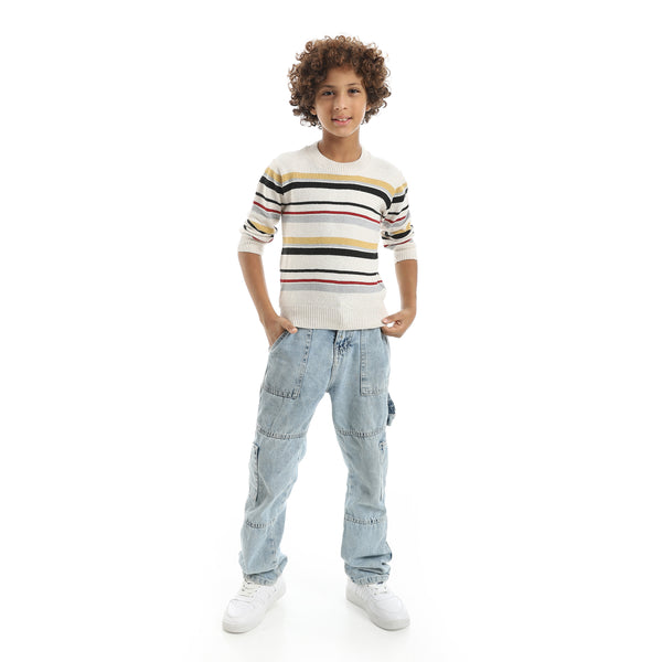 Thin_Strapped_Self_Patteren_Round_Collar_Multicolour_Pullover_Beige