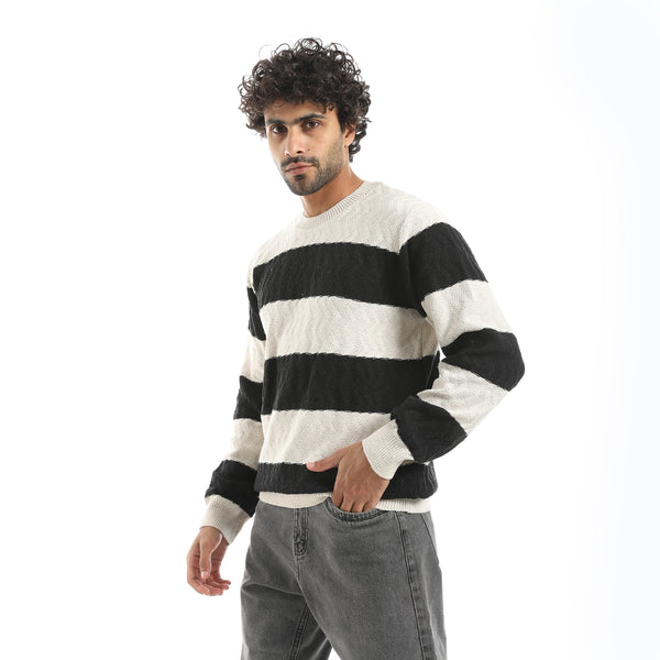 Knitted_Strapped_Creamy_&_Black_Pullover_Creamy_&_Black