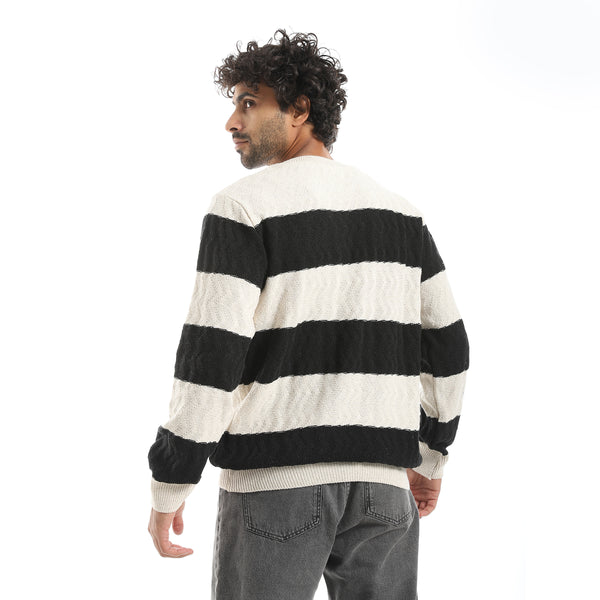 Knitted_Strapped_Creamy_&_Black_Pullover_Creamy_&_Black