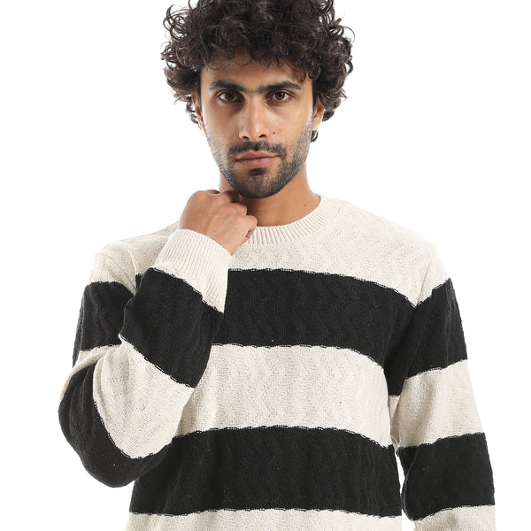 Knitted_Strapped_Creamy_&_Black_Pullover_Creamy_&_Black