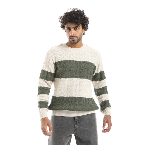 Knitted_Strapped_Creamy_&_Olive_Pullover_Creamy_&_Olive
