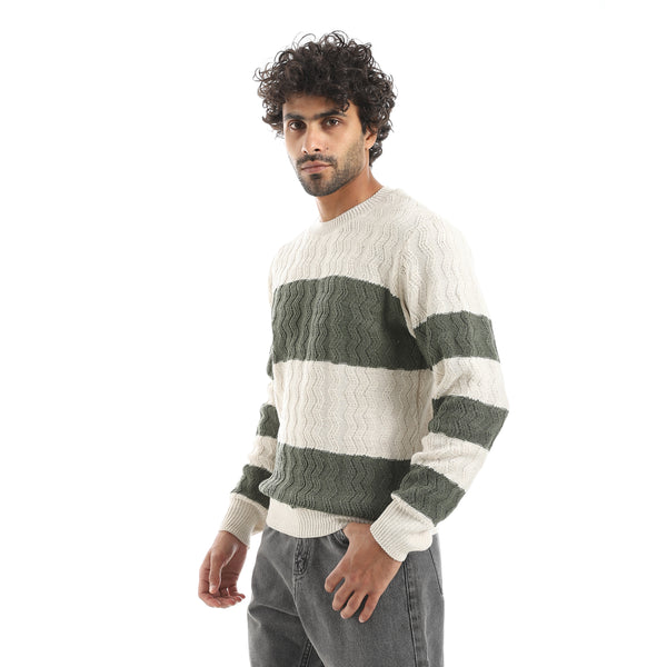 Knitted_Strapped_Creamy_&_Olive_Pullover_Creamy_&_Olive