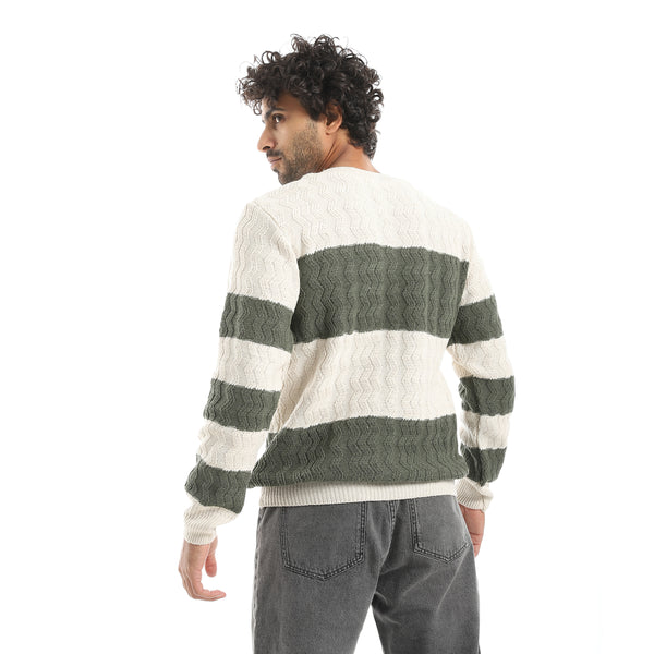Knitted_Strapped_Creamy_&_Olive_Pullover_Creamy_&_Olive