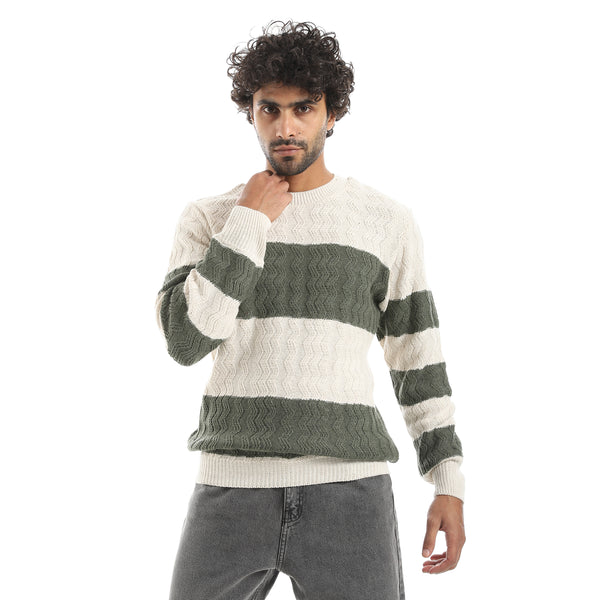 Knitted_Strapped_Creamy_&_Olive_Pullover_Creamy_&_Olive
