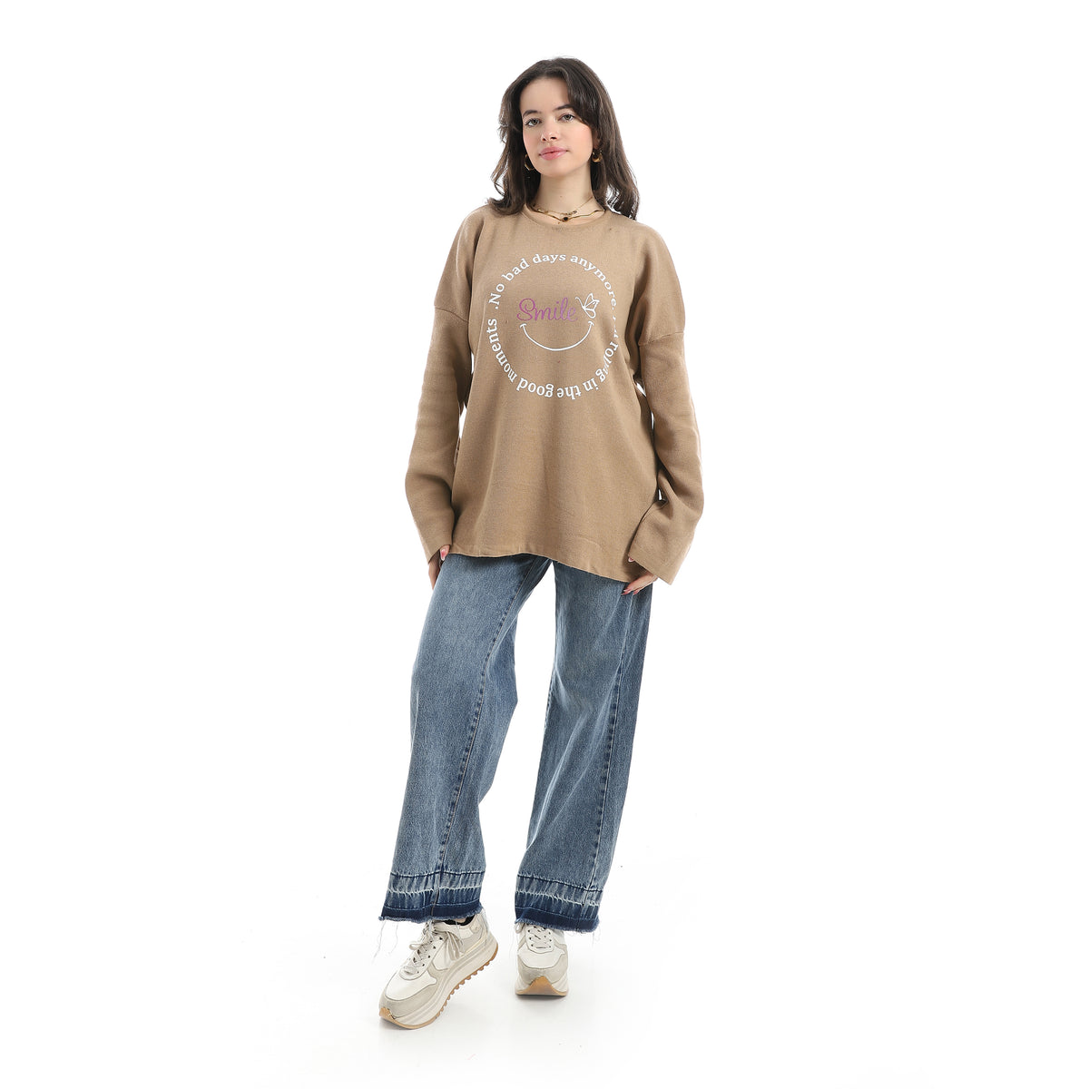 Printed_Round_Collar_Long_Sleeves_Beige_Sweatshirt_Beige