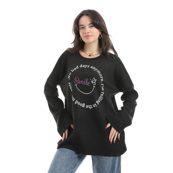 Printed_Round_Collar_Long_Sleeves_Black_Sweatshirt_Black