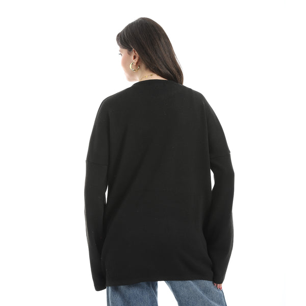 Printed_Round_Collar_Long_Sleeves_Black_Sweatshirt_Black