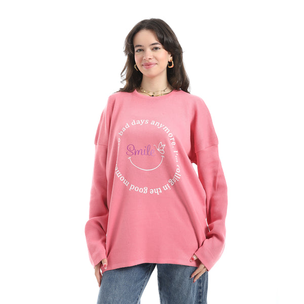 Printed_Round_Collar_Long_Sleeves_Pink_Sweatshirt_Pink