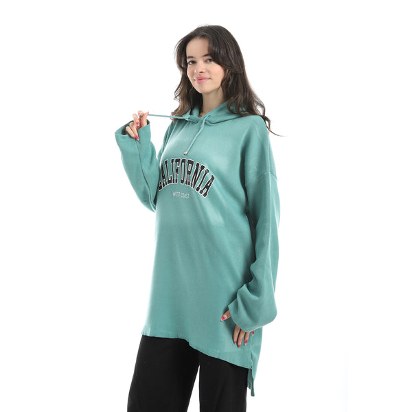 Oversize_Printed_Hooded_Collar_Green_Hoodie_Green