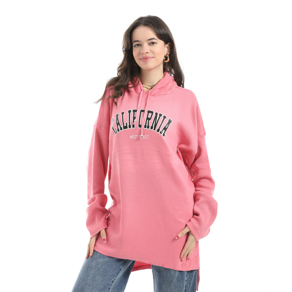 Oversize_Printed_Hooded_Collar_Rose_Hoodie_Pink
