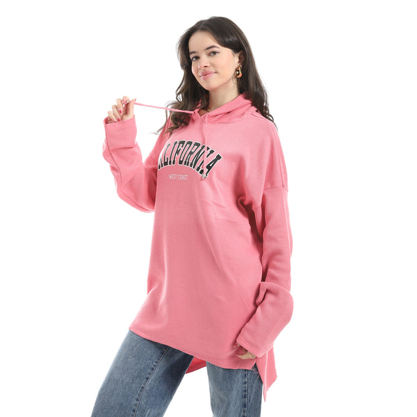 Oversize_Printed_Hooded_Collar_Rose_Hoodie_Pink