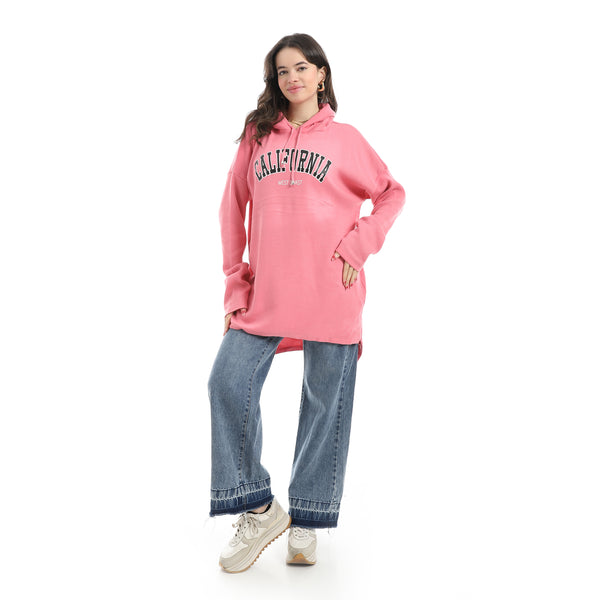 Oversize_Printed_Hooded_Collar_Rose_Hoodie_Pink