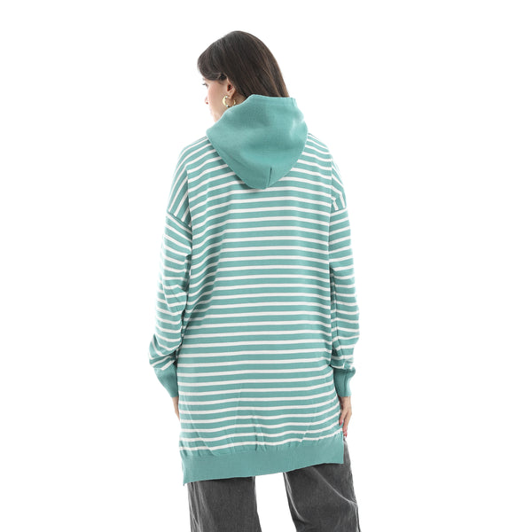 Stripped_Long_Sleeves_Hoodie_Mint_&_White_Multicolour