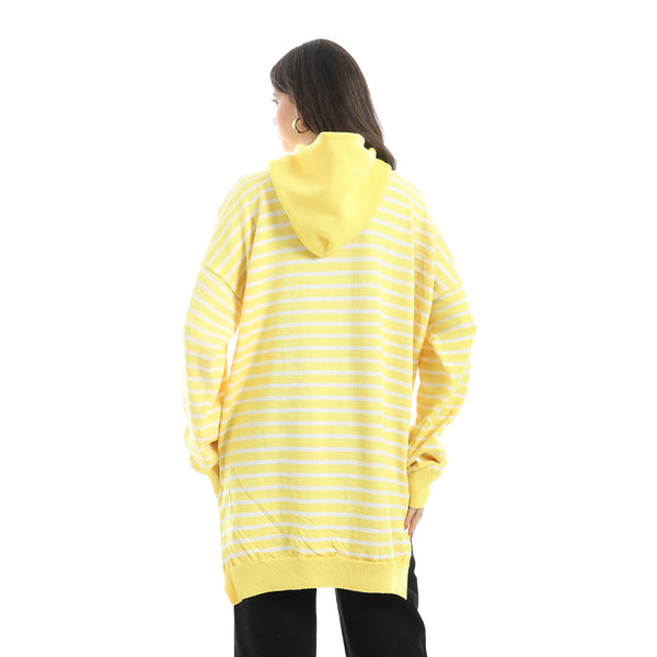 Stripped_Long_Sleeves_Hoodie_Yellow_&_White_Multicolour