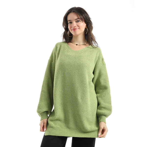 Long_Sleeves_Self_Patterened_Knitted_Pullover___Green