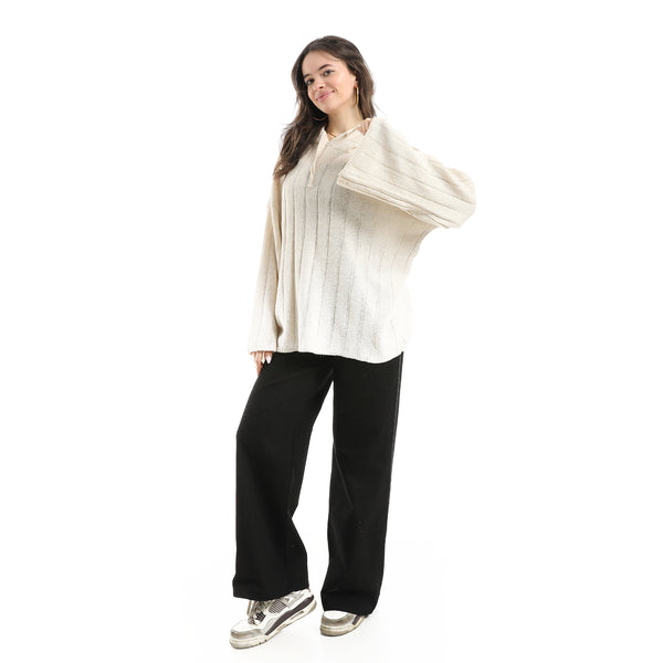 Long_Sleeves_Self_Patterened_Knitted_Pullover_-_Beige