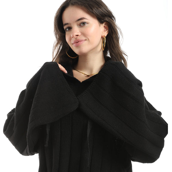 Long_Sleeves_Self_Patterened_Knitted_Pullover__Black