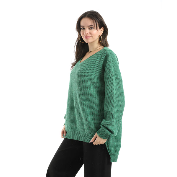 Long_Sleeves_Self_Patterened_Knitted_Pullover___Olive