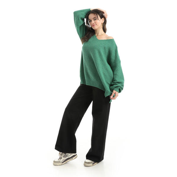 Long_Sleeves_Self_Patterened_Knitted_Pullover___Olive