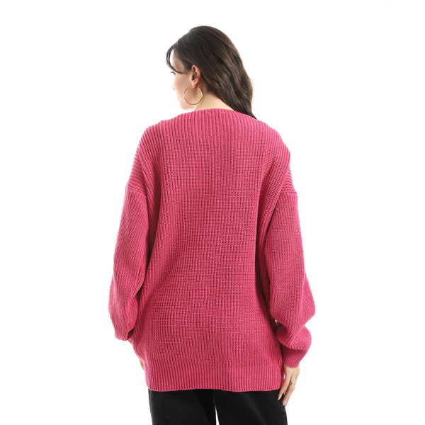 Long_Sleeves_Self_Patterened_Knitted_Pullover_-_Fuchsia