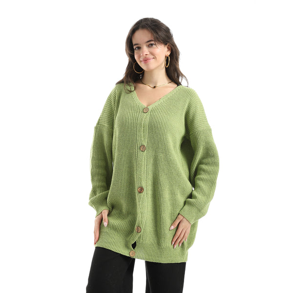 Long_Sleeves_Self_Patterened_Knitted_Pullover_-_Green