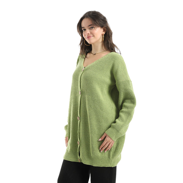 Long_Sleeves_Self_Patterened_Knitted_Pullover_-_Green