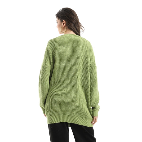 Long_Sleeves_Self_Patterened_Knitted_Pullover_-_Green