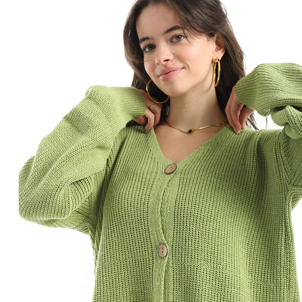 Long_Sleeves_Self_Patterened_Knitted_Pullover_-_Green