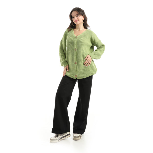 Long_Sleeves_Self_Patterened_Knitted_Pullover_-_Green