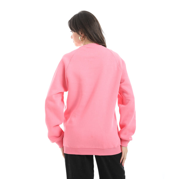 Embrodried_Long_Sleeves_Round_Collar_Rose_Sweatshirt_Pink
