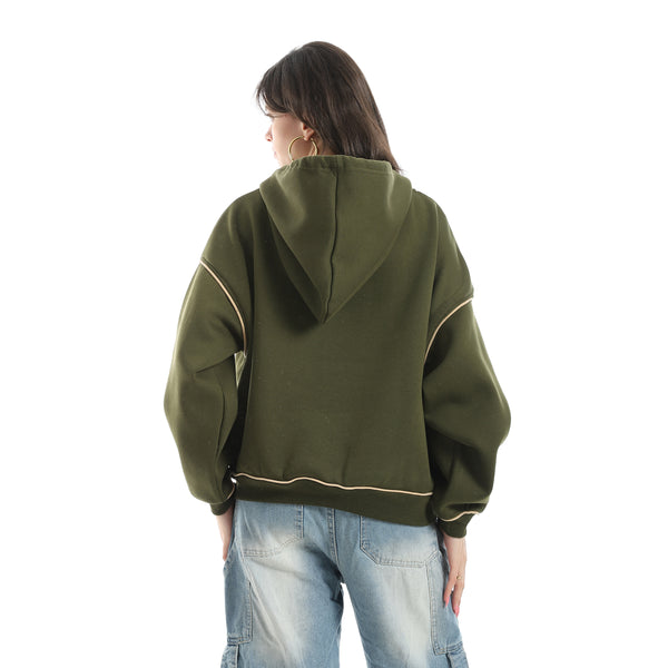 Half_Zipper_Closure_With_Hooded_Collar_Hoodie-Beige&Olive