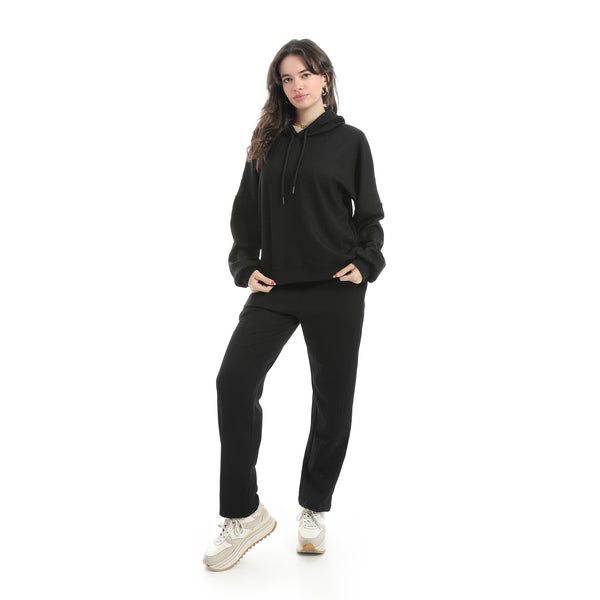 Self_Patterened_Inner_Fleeced_Hooded_Training_Suit_-_Black