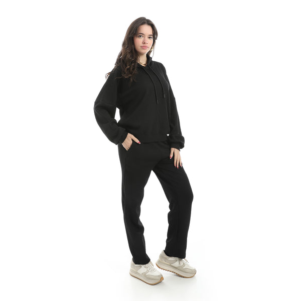 Self_Patterened_Inner_Fleeced_Hooded_Training_Suit_-_Black