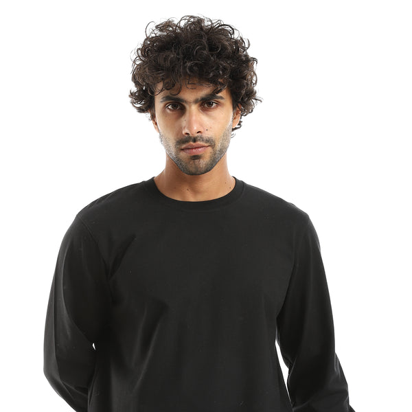 Basic_Long_Sleeves_Light_Round_Collar_Black_T_Shirt