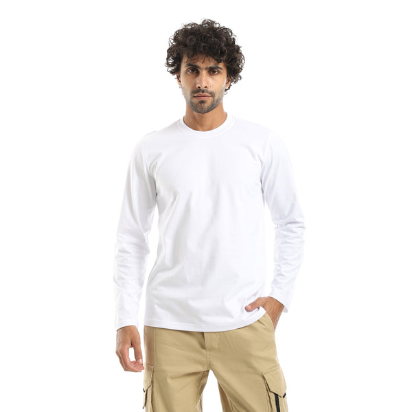 Basic_Long_Sleeves_Light_Round_Collar_White_T_Shirt