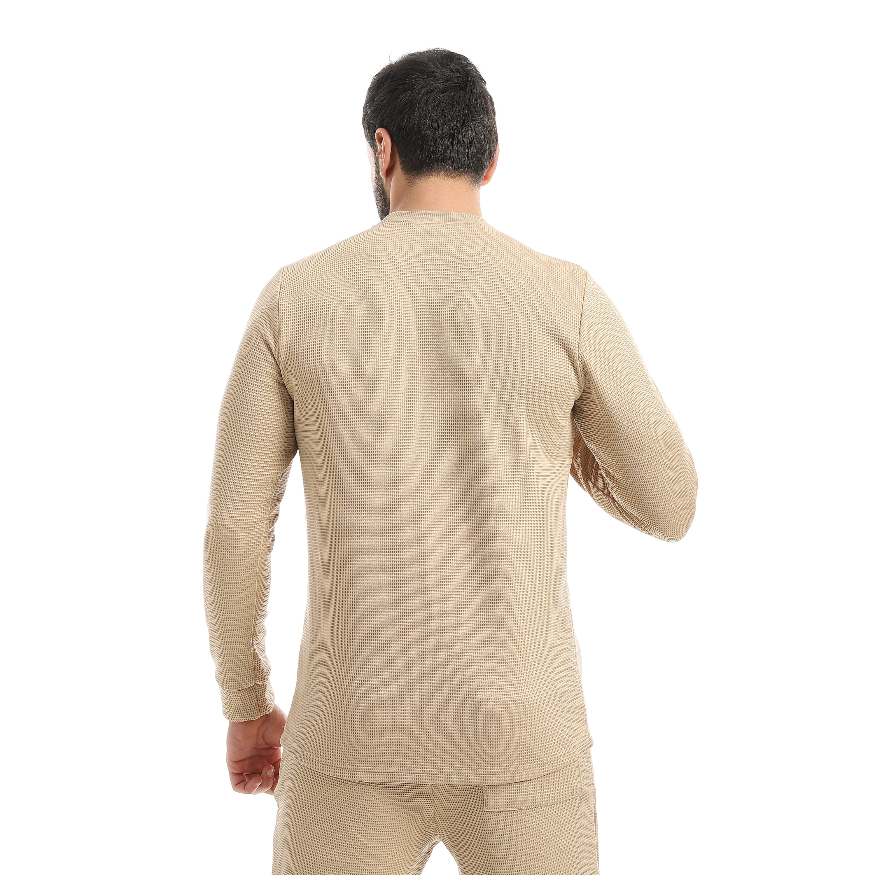 Crew_Neck_Collar_Self_Patterened_Beige_Long_Sleeves_Pullover_Beige