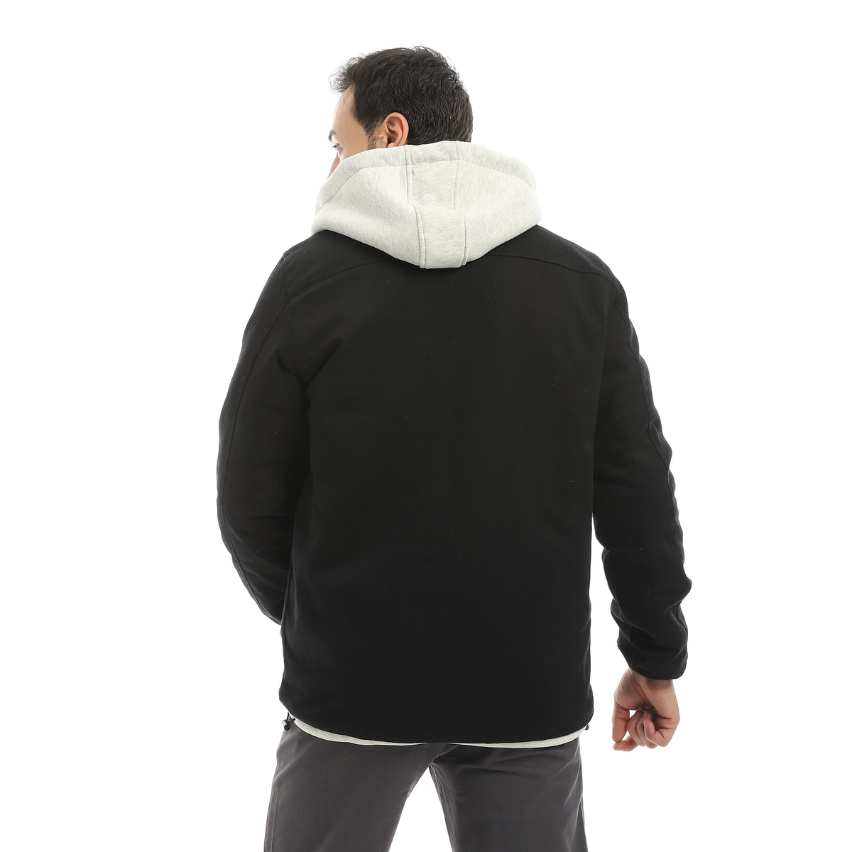 Black_With_Grey_Hooded_Full_Zipper_Closure_Jacket-Black – Andora