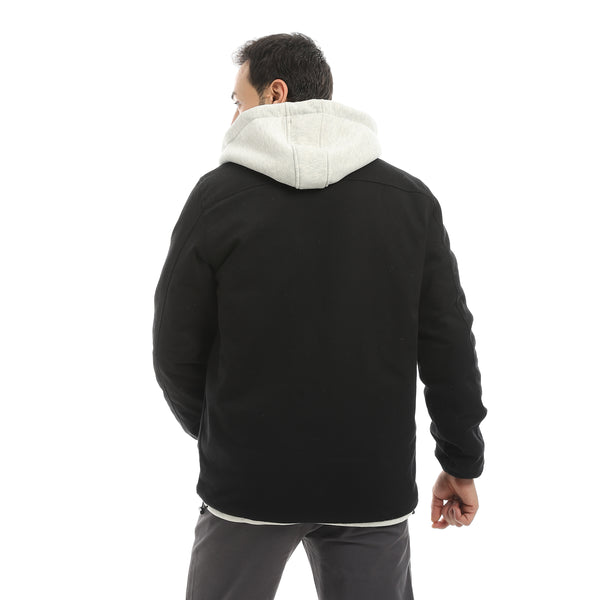 Black_With_Grey_Hooded_Full_Zipper_Closure_Jacket-Black