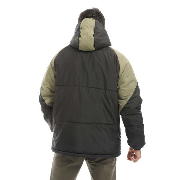 Hooded_Waterproof_Zipper_Closure_Jacket-Black_&_Light_Green_